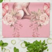 paaskonijn roze bloemig theedoek (Gevouwen)