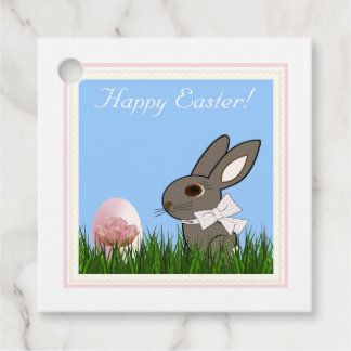 Paaskonijn Roze Tulp Ei Vierkante Gift Kaart Bedankjes Labels