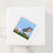 Paaskonijn Roze Tulp Ei Vierkante Gift Kaart Bedankjes Labels (In situ)