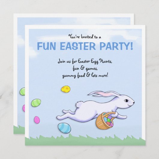 Paaskonijn Uitnodiging Paasfeest (Voorkant / Achterkant)