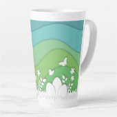 Paaskonijn, verborgen eitjes in de lente natuur latte mok (Rechterhoek)