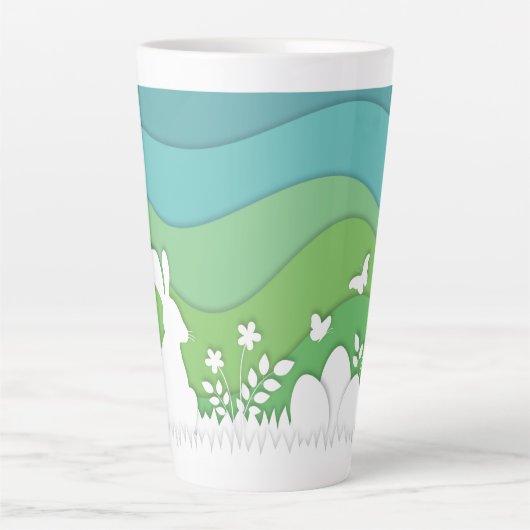 Paaskonijn, verborgen eitjes in de lente natuur latte mok (Voorkant)
