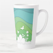 Paaskonijn, verborgen eitjes in de lente natuur latte mok (Rechts)