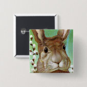 Paaskonijn Vierkante Button 5,1 Cm (Voorkant /achterkant)