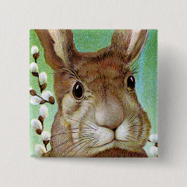 Paaskonijn Vierkante Button 5,1 Cm