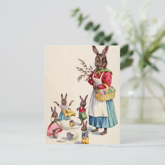  paaskonijnen briefkaart (Staand voorkant)