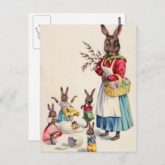  paaskonijnen briefkaart (Voorkant / Achterkant)