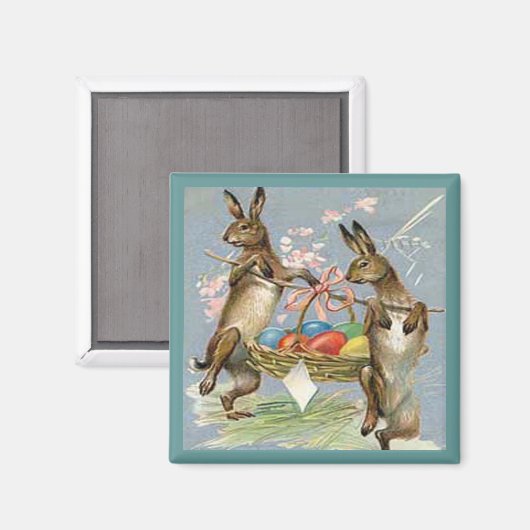  paaskonijnen dragen eieren in mandje, ZSSG Magneet (Voorkant / Achterkant)