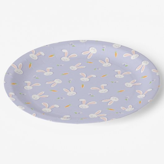 Paaskonijnen en Wortels Lavendel Lente Papieren Bordje (Gekanteld)