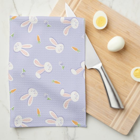 Paaskonijnen en wortels Lavendel Lente Theedoek (Quarter Fold)