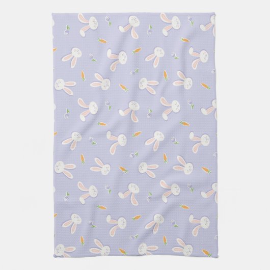 Paaskonijnen en wortels Lavendel Lente Theedoek (Verticaal)