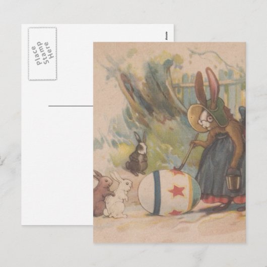  paaskonijnen feestdagenkaart (Voorkant / Achterkant)