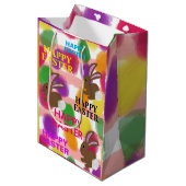 Paaskonijnen, gekleurde eieren medium cadeauzakje (Voorkant Gekanteld)