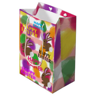 Paaskonijnen, gekleurde eieren medium cadeauzakje