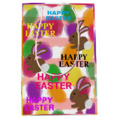 Paaskonijnen, gekleurde eieren medium cadeauzakje (Voorkant)