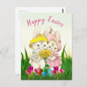  paaskonijnen in de Vloertuinfeestdag Briefkaart (Voorkant / Achterkant)