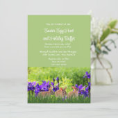 Paaskonijnen Paarse irissen Vakantiebuffet Kaart (Staand voorkant)