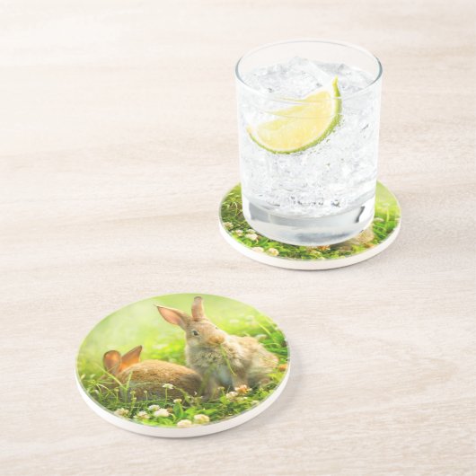 Paaskonijnen Zandsteen Onderzetter (Zijkant)