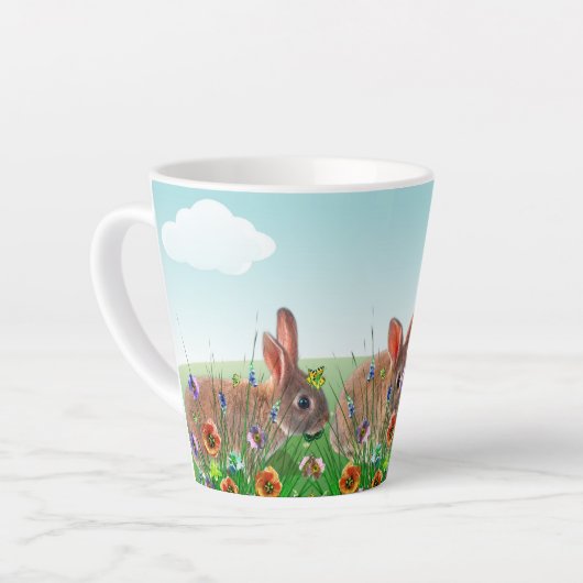 Paaskonijnenbloemen Latte Mok (Linkerhoek)