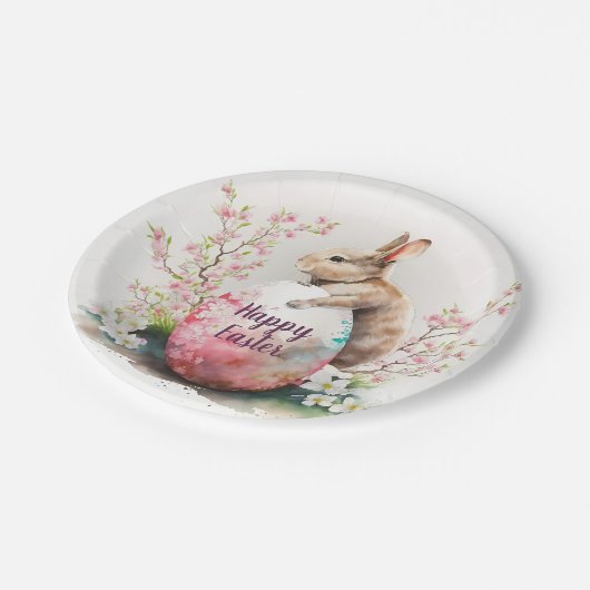 Paaskonijnenei en -Waterverf - Papieren Bordje (Gekanteld)