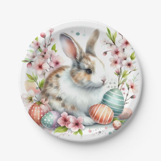 Paaskonijneneieren en -Waterverven - Papieren Bordje (Voorkant)