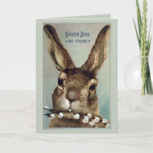 paaskonijnenkonijn met wilgen tak feestdagen kaart (Voorkant)