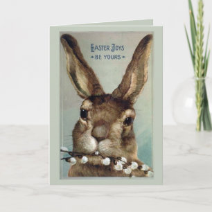paaskonijnenkonijn met wilgen tak feestdagen kaart