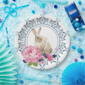Paaskonijnenroze Floral Papieren Bordje (Feest)