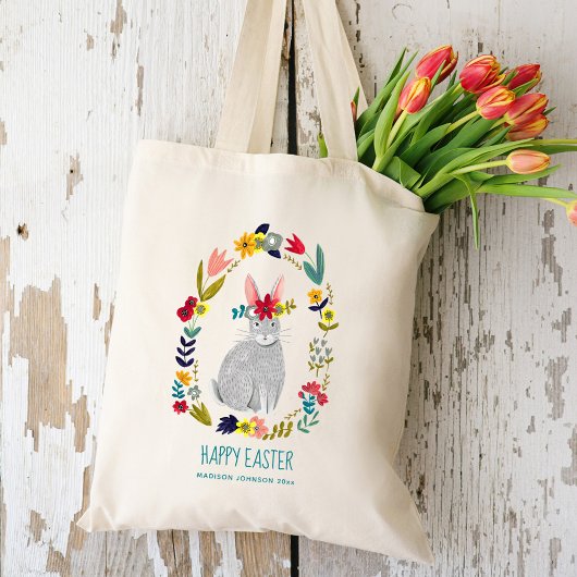 Paaskonijnse flordekreet tote bag