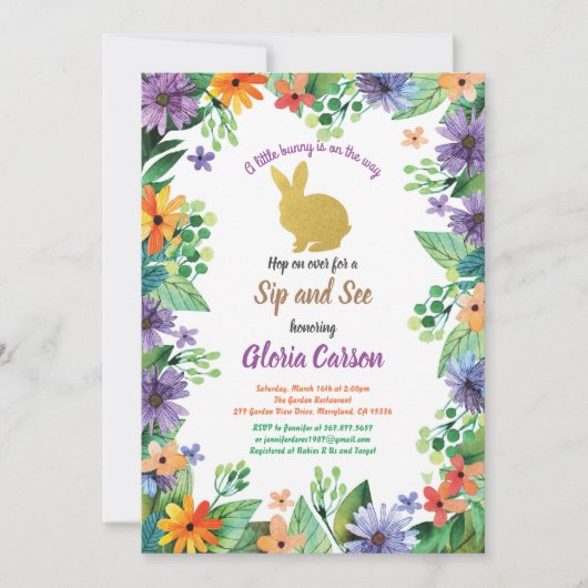 Paaskonijntje en zie uitnodiging (Voorkant)