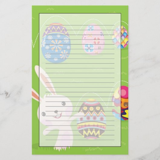 Paaskonijntje met geverfde eieren briefpapier (Voorkant)