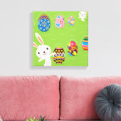 Paaskonijntje met geverfde eieren canvas afdruk (Insitu (Woonkamer))