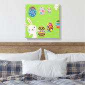 Paaskonijntje met geverfde eieren canvas afdruk (Insitu (Slaapkamer))