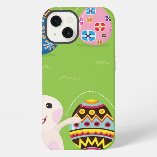 Paaskonijntje met geverfde eieren iPhone hoesje (Achterkant)