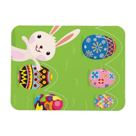 Paaskonijntje met geverfde eieren magneet (Horizontaal)