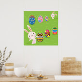 Paaskonijntje met geverfde eieren poster (Keuken)