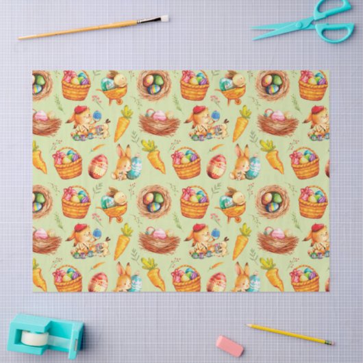 paaskonijntjes aan het werk tissuepapier (Craft)