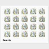 Paaskonijntjes, Cross Envelope Seal Square Sticker (Vel)
