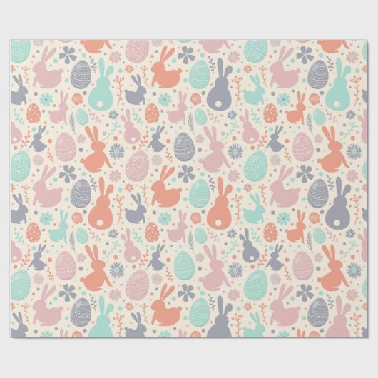 Paaskonijntjes & eieren cadeaupapier (Vlak)