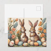  paaskonijntjes eierjacht feestdagenkaart (Voorkant / Achterkant)