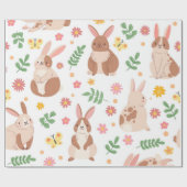 Paaskonijntjes en bloemen cadeaupapier (Vlak)