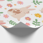 Paaskonijntjes en bloemen cadeaupapier (Hoek)