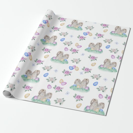 paaskonijntjes en eieren cadeaupapier (Uitgerold)