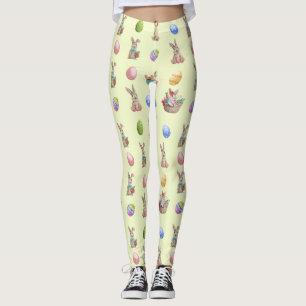 Paaskonijntjes en eieren Patroon op geel Leggings