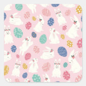 paaskonijntjes en eieren vierkante sticker (Voorkant)