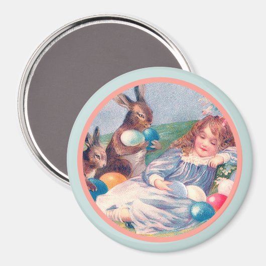  paaskonijntjes en slaapmeisjesmagneet magneet (Voorkant / Achterkant)