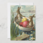 paaskonijntjes in een boot met paaseieren feestdagenkaart (Voorkant)