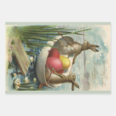 paaskonijntjes in een boot met paaseieren inpakpapier vel (Voorkant)