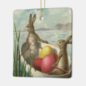  paaskonijntjes in een boot met paaseieren keramisch ornament (Links)