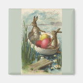  paaskonijntjes in een boot met paaseieren magneet (Voorkant)